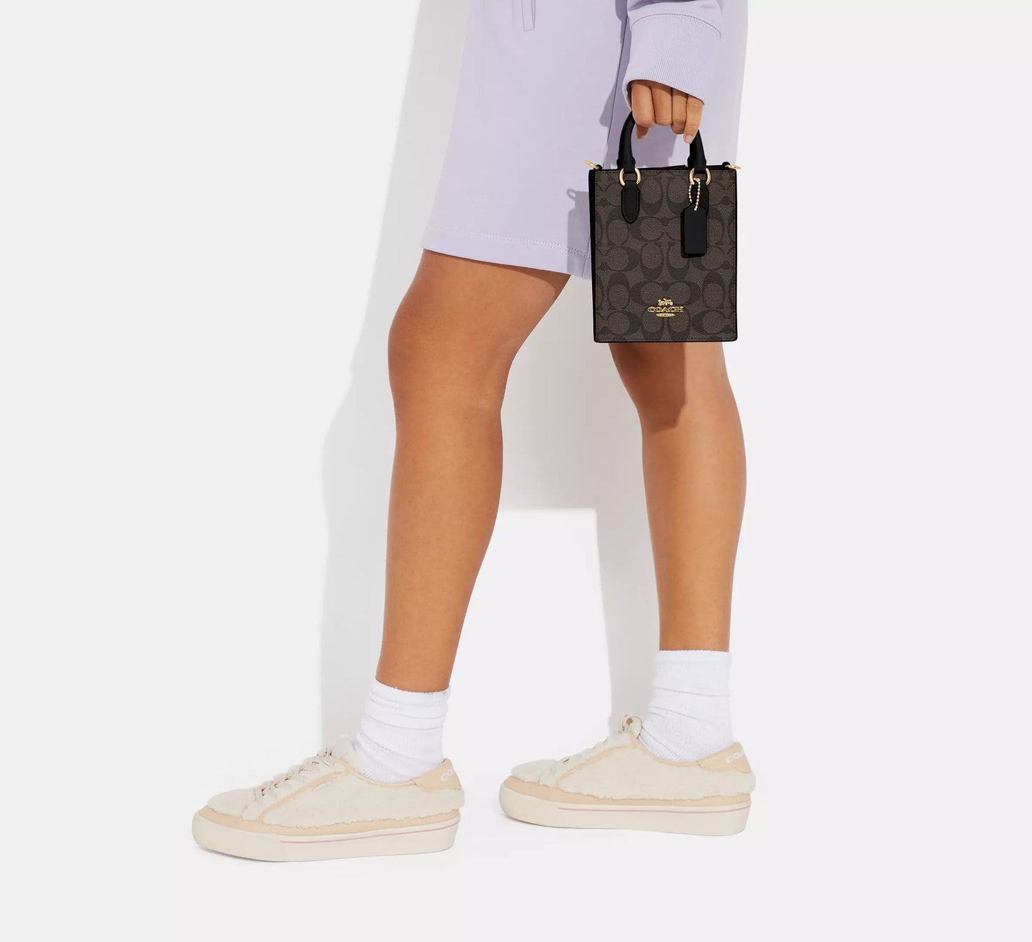 Coach Mini Tote In Signature Canvas Brown/Black