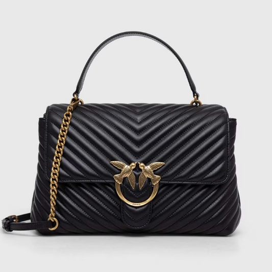 Pinko Big Lady Love Bag Puff Chevron Black