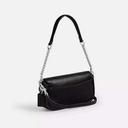 Coach Hailey Flap Bag Pebbled Leather Crossbody, Black
