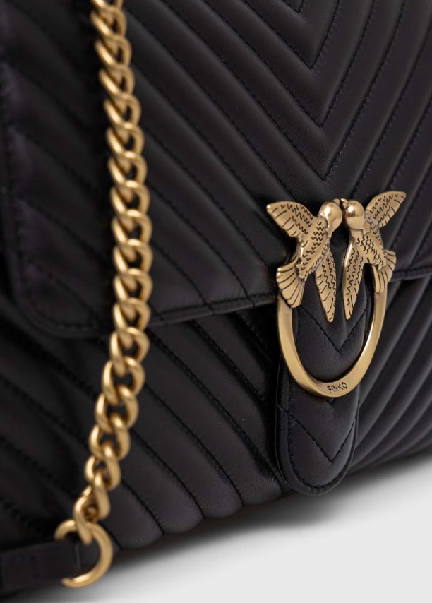 Pinko Big Lady Love Bag Puff Chevron Black