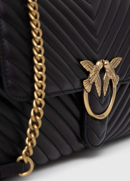Pinko Big Lady Love Bag Puff Chevron Black