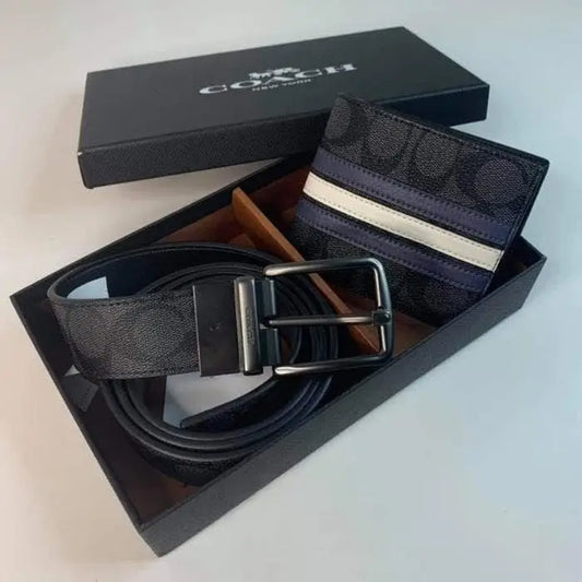 Coach Boxed Wallet & Belt Set in Signature Canvas #3