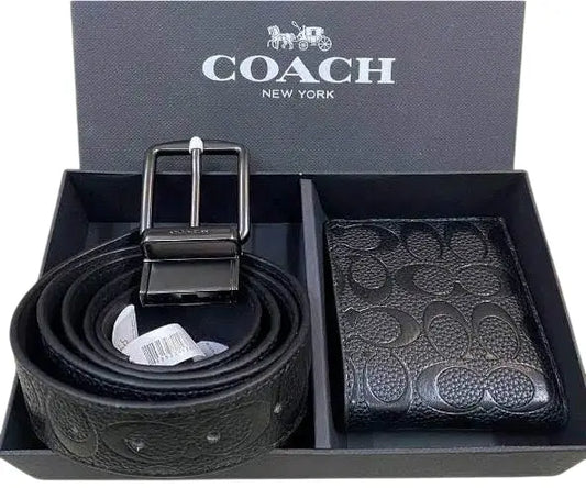 Coach Boxed Wallet & Belt Set in Signature Canvas #4