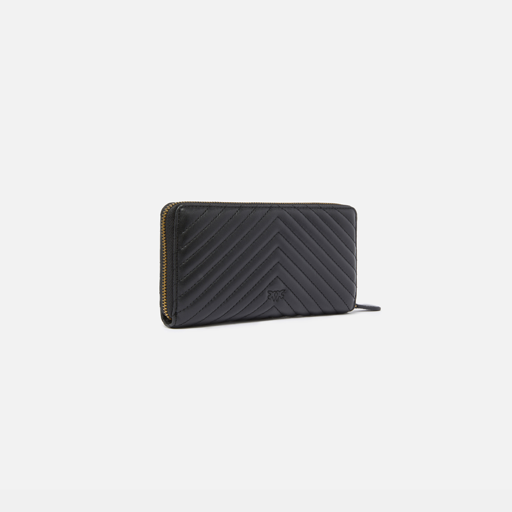 Pinko Zip-around Wallet in Chevron-patterned Nappa Leather