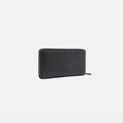 Pinko Zip-around Wallet in Chevron-patterned Nappa Leather