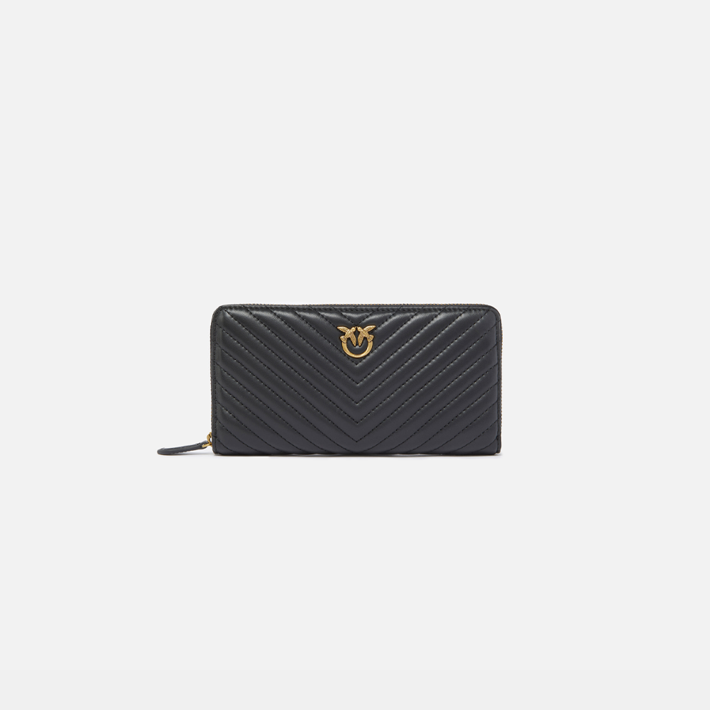Pinko Zip-around Wallet in Chevron-patterned Nappa Leather