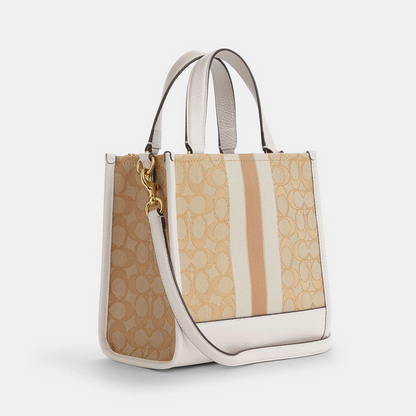 Coach Dempsey Tote Bag 22 In Signature Jacquard With Stripe And Coach Patch