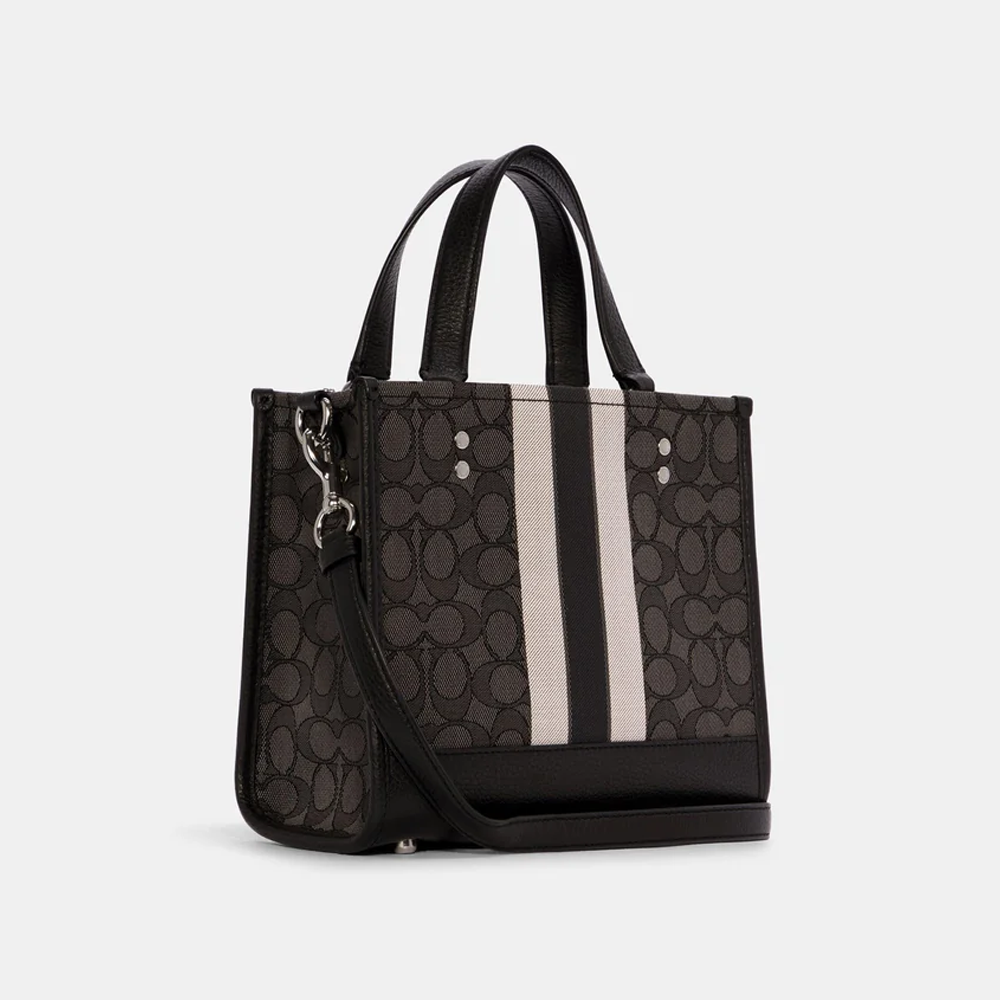 Coach Dempsey Tote Bag 22 In Signature Jacquard With Stripe And Coach Patch
