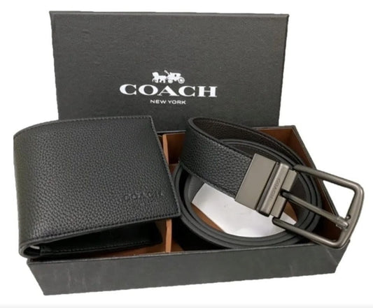 Coach Boxed Wallet & Belt Set in Signature Canvas #1