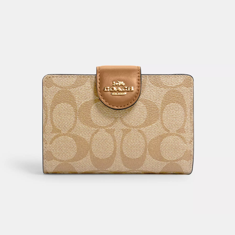 Coach Medium Corner Zip Wallet In Signature Canvas