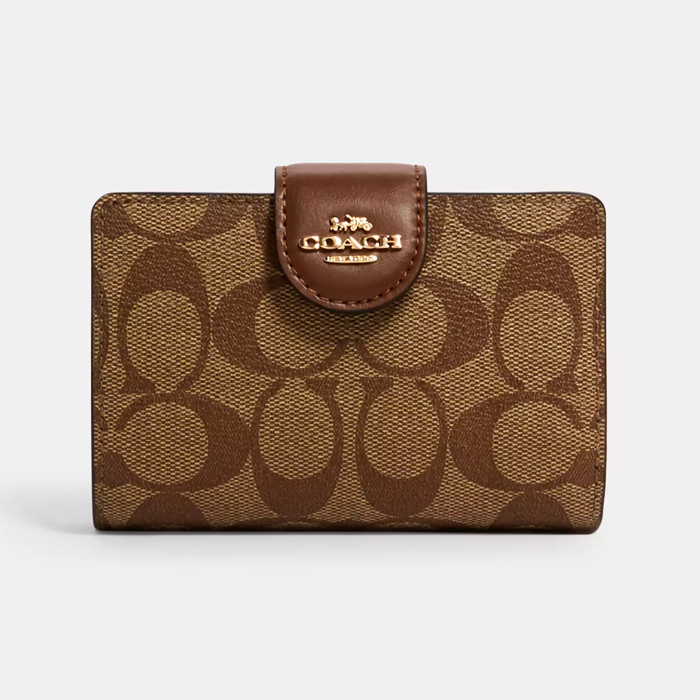 Coach Medium Corner Zip Wallet In Signature Canvas