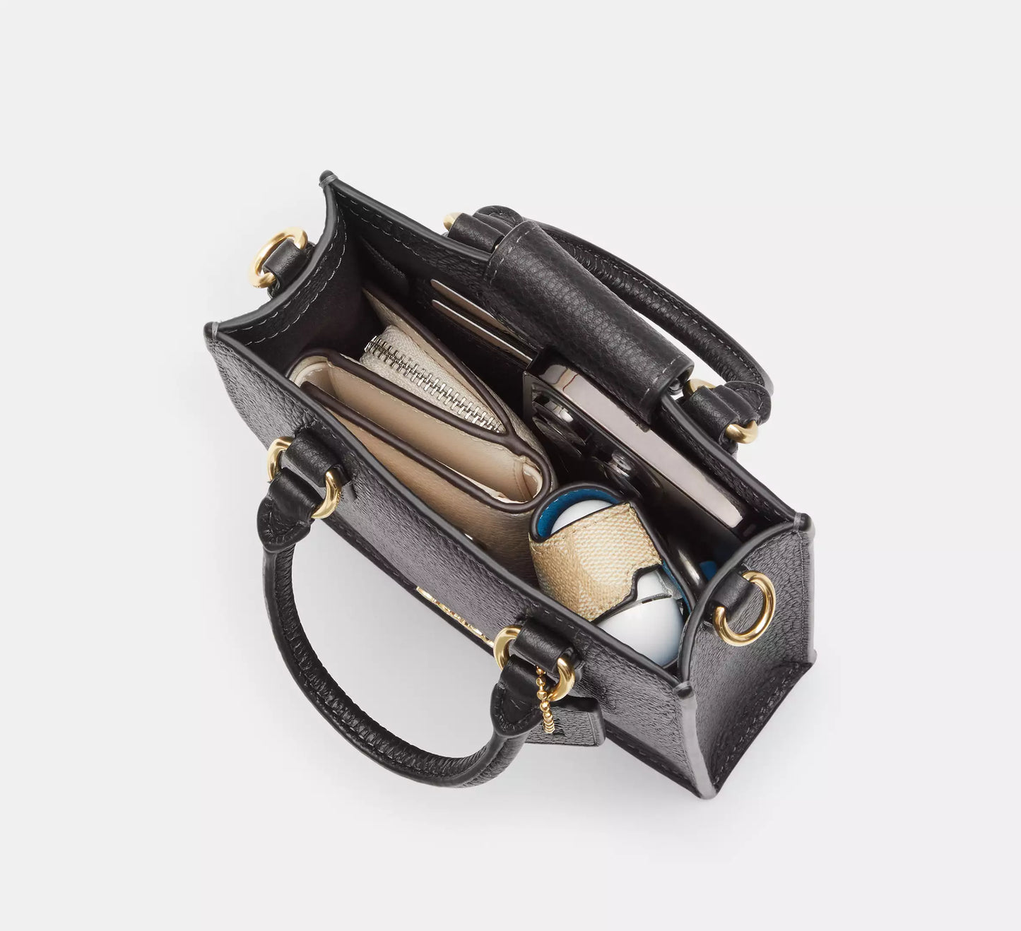 Coach Mini Tote In Signature Canvas Brown/Black