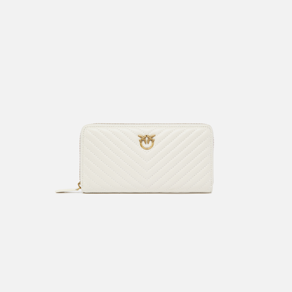 Pinko Zip-around Wallet in Chevron-patterned Nappa Leather