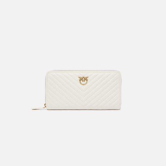 Pinko Zip-around Wallet in Chevron-patterned Nappa Leather