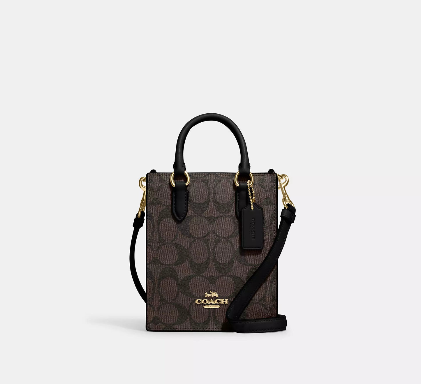 Coach Mini Tote In Signature Canvas Brown/Black