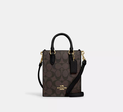Coach Mini Tote In Signature Canvas Brown/Black