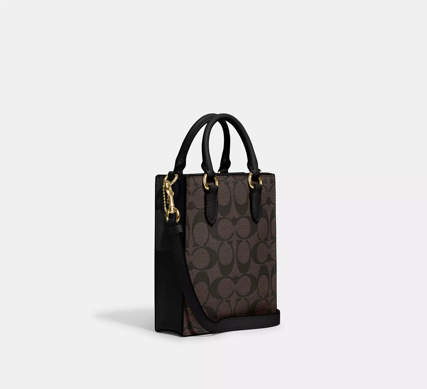 Coach Mini Tote In Signature Canvas Brown/Black